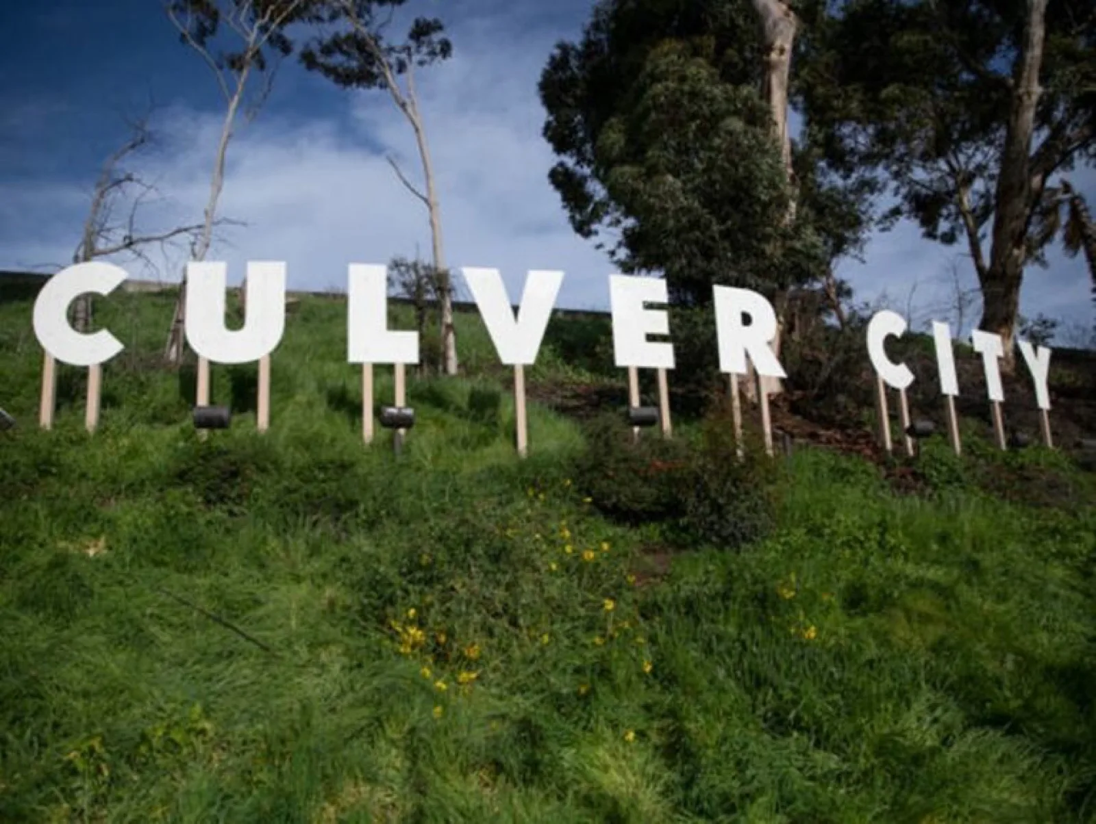 White 'CULVER CITY' letters on a grassy hillside, the Los Angeles-area city where Riot Games' office was located
